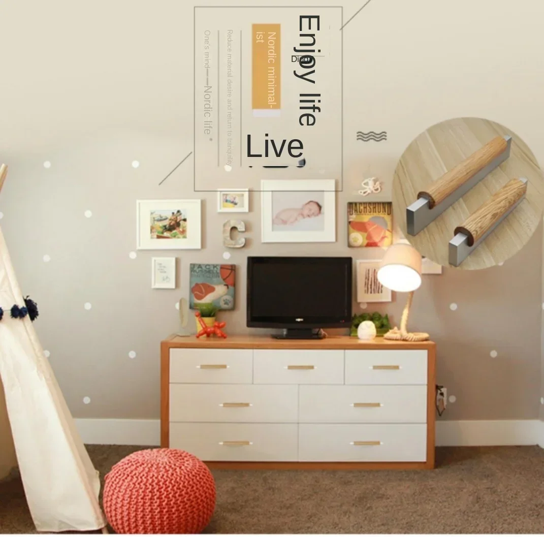 Description Picture 3 of itemBlack Beech Door Handle Hardware Nordic Modern Solid Wood Handle European Simple Cabinet Wardrobe Door Drawer