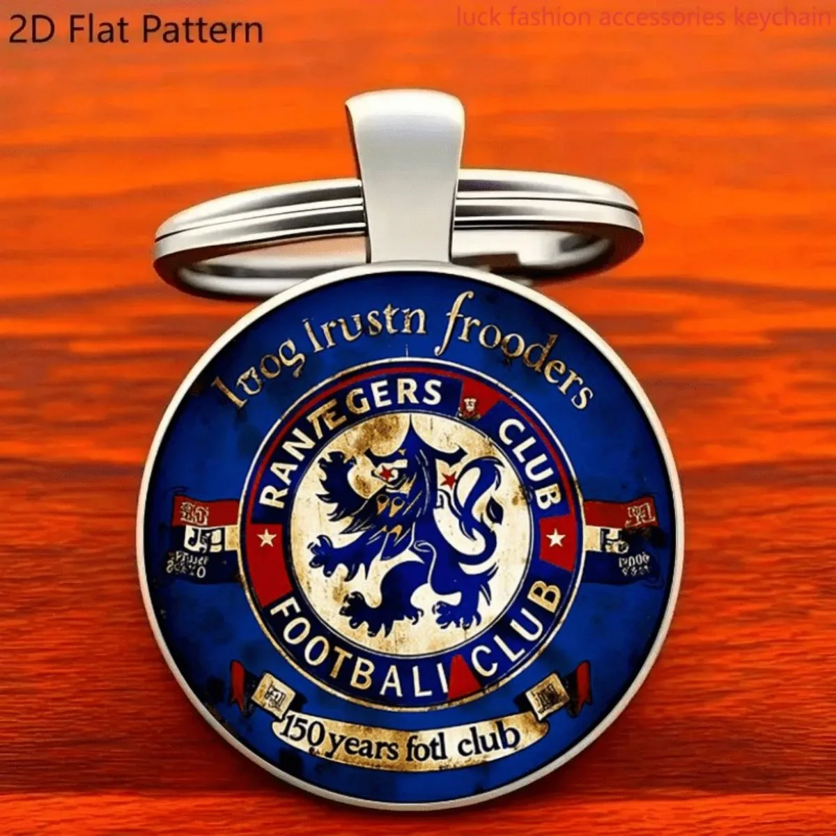 Glasgow Rangers 150th Anniversary Commemorative Keychain - Vintage 2D Emblem Zinc Alloy Car Keychain,Gift for Men