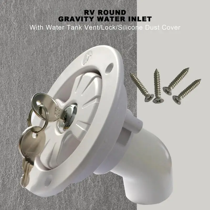 Gravity Water Inlet Leakproof Water Filler Gravity Freshwater Inlet Lockable Leakproof Water Filler With 2 Keys For RV Caravan