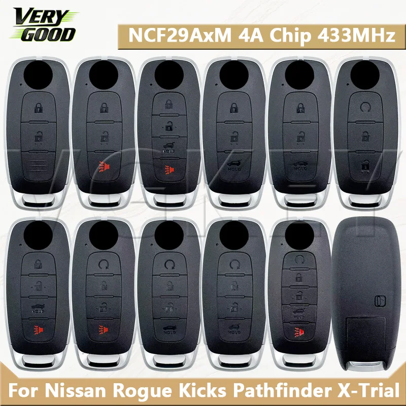 Llave Inteligente para Auto VG para Nissan Rogue, Kicks, Ariya, Versa, Pathfinder, Ignis, X-Trail 2022+, Chip NCF29AxM 4A, 433MHz, KR5TXPZ1/Z2/Z3