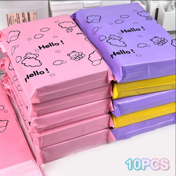 Colorful Bear Courier Bag Envelope Packaging Bags Pink Waterproof Self Adhesive Seal Pouch Shipping Mailing Transport Bag 10Pcs