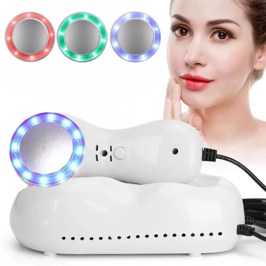 Red Blue Green 3 Light Therapy Cold Hammer Facial Skin Massage Machine Cryotherapy Ice Healing Face Care Massager Beauty Tools