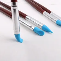 5Pcs Rubber Pen Tip Pen Eraser Multifunctional Wooden Handle Rubber Tip Brushes Multiple Pen Heads Clay Carving Pen 1