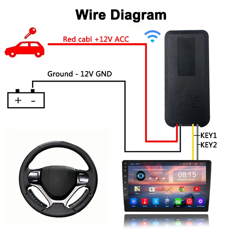 12 Keys Universal Wireless Steering Wheel Remote Control Multi-function Button For Car Radio DVD GPS NavigatioN Bluetooth steering wheel remote control wireless remote controller wireless remote control steering wheel control button