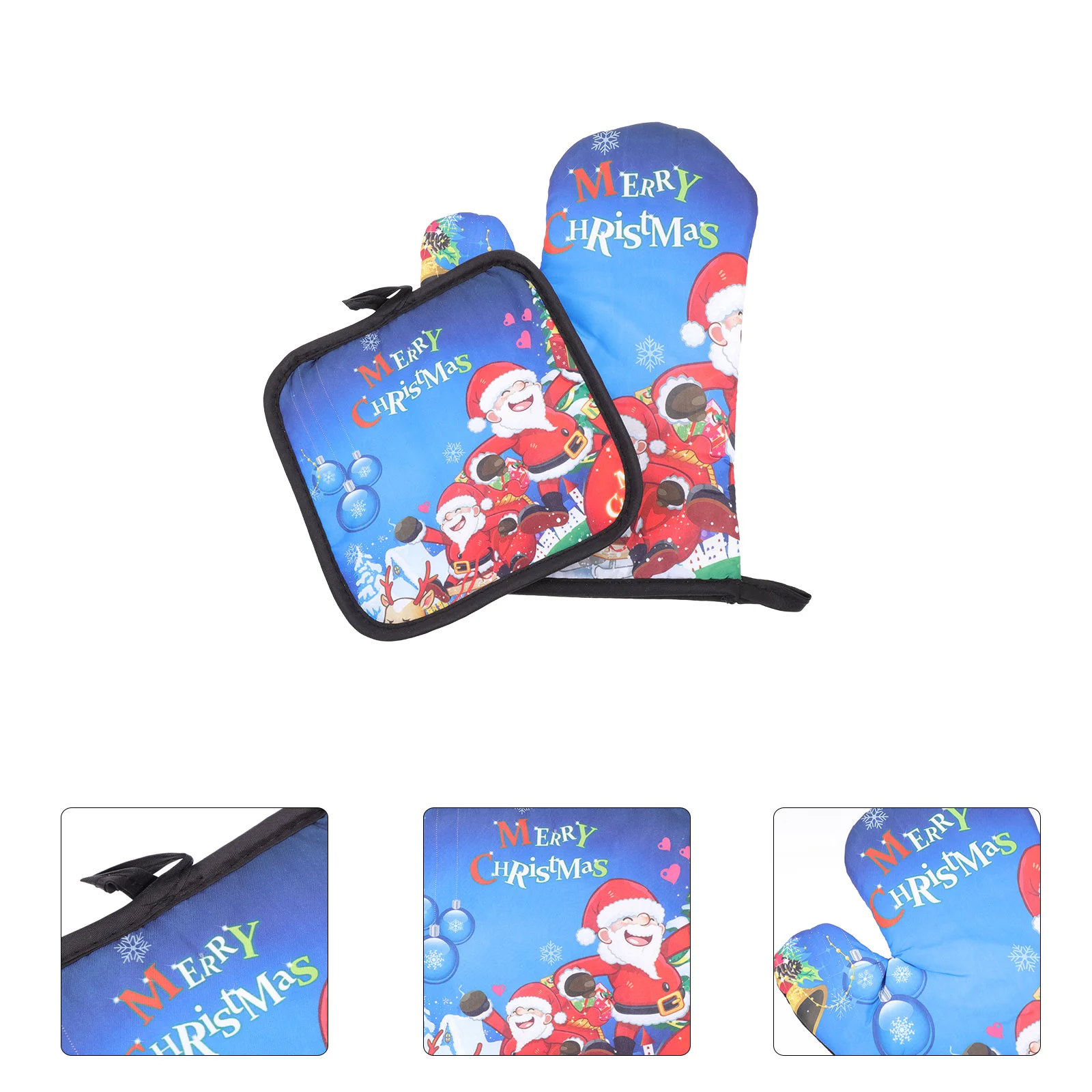 

1 Set Xmas Microwave Oven Gloves Heat Resistant Baking Mittens Anti-scald Gloves