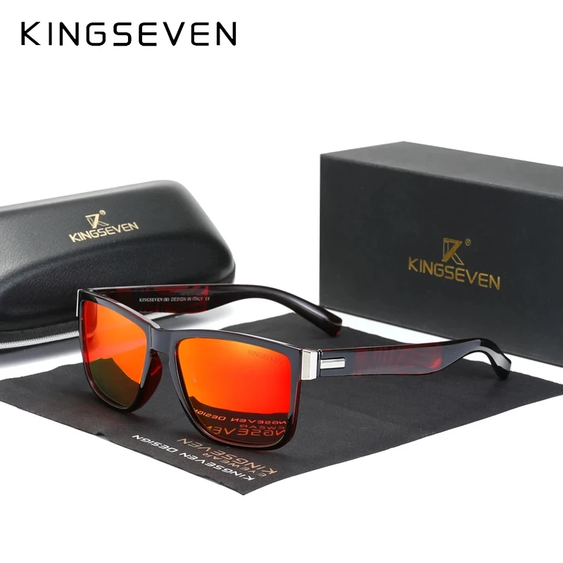 

KINGSEVEN, отличное качество, ретро поляризованные линзы, солнцезащитные очки для женщин и мужчин, квадратная оправа, декоративный узор, солнцезащитные очки UV400