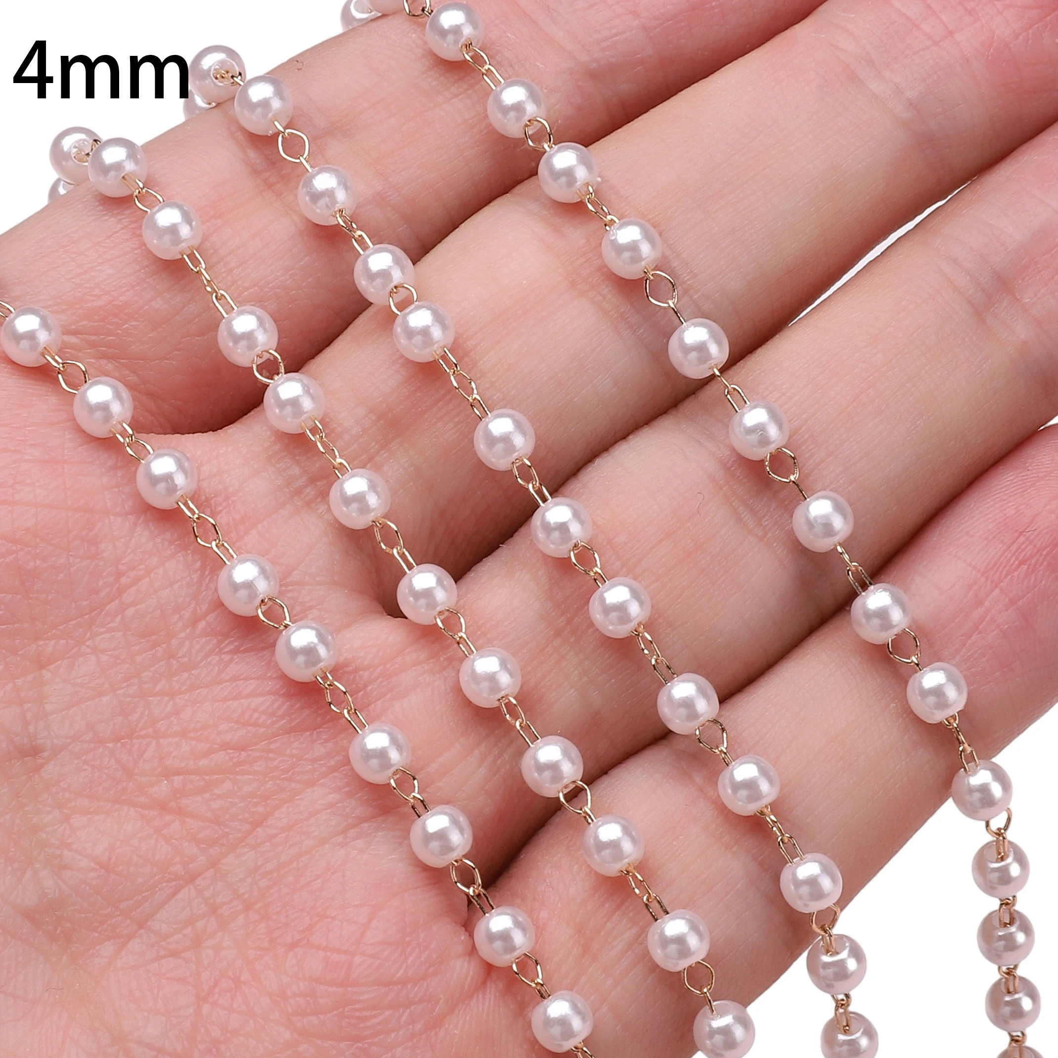 50CM Gold Rhodium Perlen ABS Perlen Ketten 3/4/5/6/8mm für DIY Halskette Armband Schmuck Handgemachte Perlenkette – Detail 8