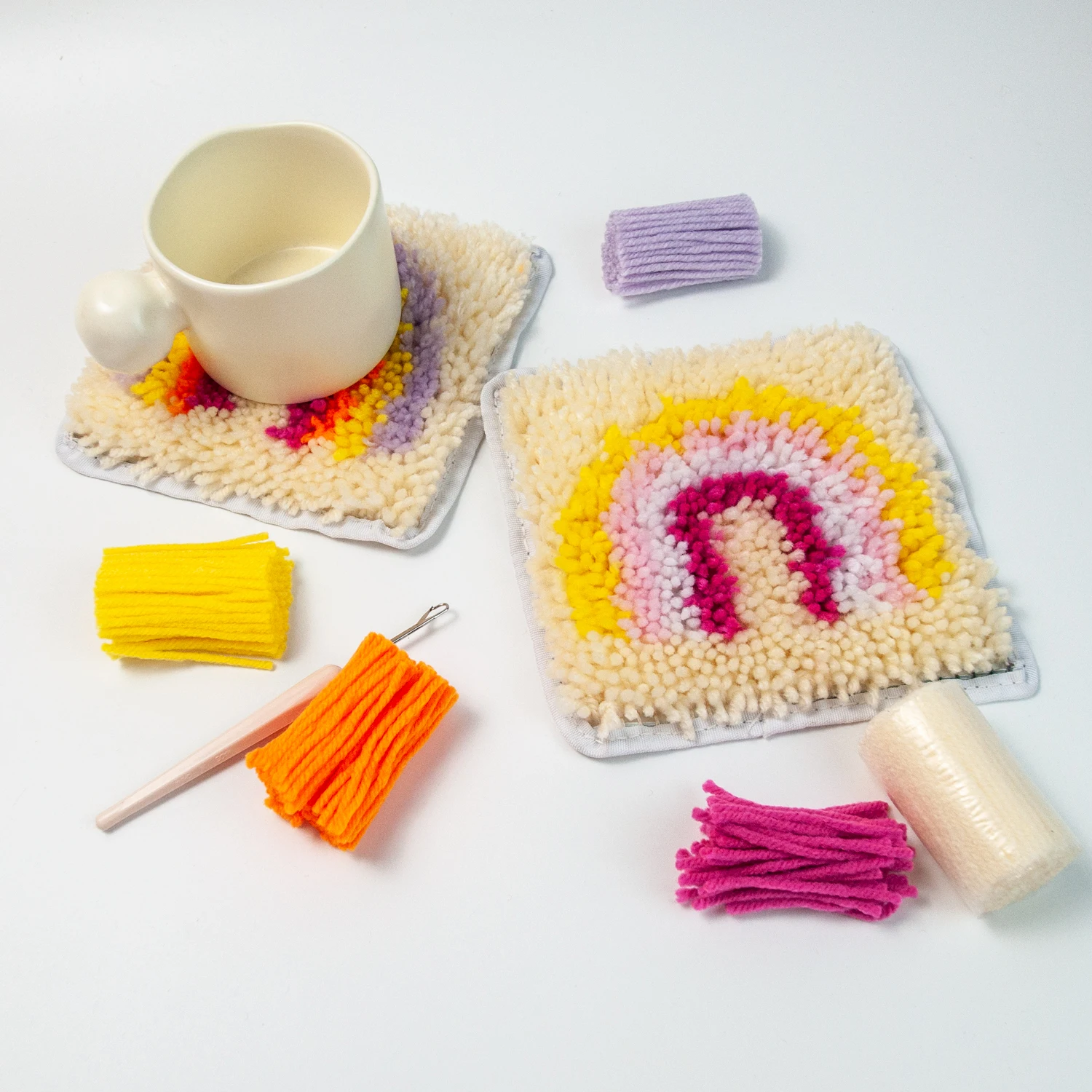 Coaster DIY Coaster Material Pack Duan Duan Embroidery Kit Embroidery Handmade Needle Rug Hooking Kit DIY Latch Hook Craft