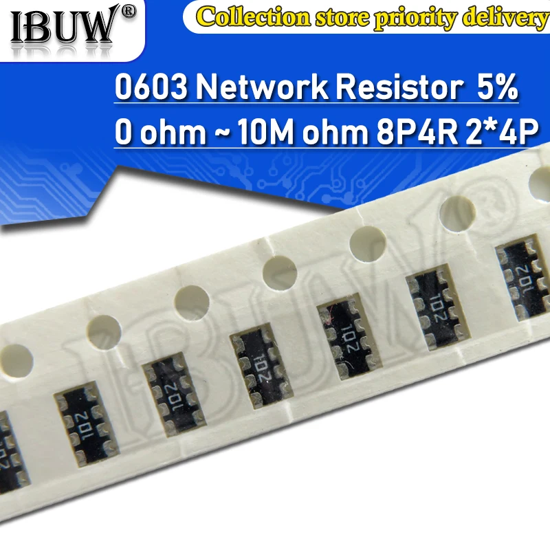 SMD Resistor SMD Chip Resistor Network Resistor Array 0603*4 8P4R 2*4P Network Resistor SMD array 100pcs