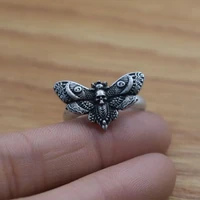 Personality Vintage Magic Witchy Adjustable Insects Jewelry Accessories Fashion Deaths Head Moth Butterfly Ring For Women 2