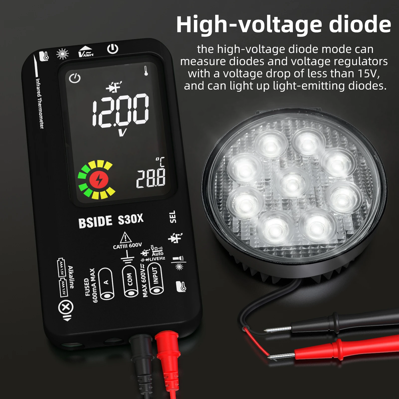 BSIDE S30X  Ƽ IR µ, True RMS AC/DC   ĿнϽ,  ļ ̿ Ƽ ׽