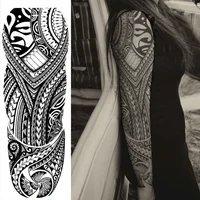 Waterproof Temporary Tattoo Sticker Mask Totem Arrow Geometric Full Arm Sleeve Tatoo Fake Tatto Flash Tattoos for Men Women 2