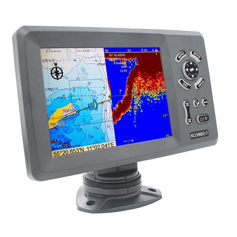 KCombo-7A 7inch marine GPS combo transducer Color LCD GPS plotter Combo with Fishfinder +FISH FINDER+ Class B AIS