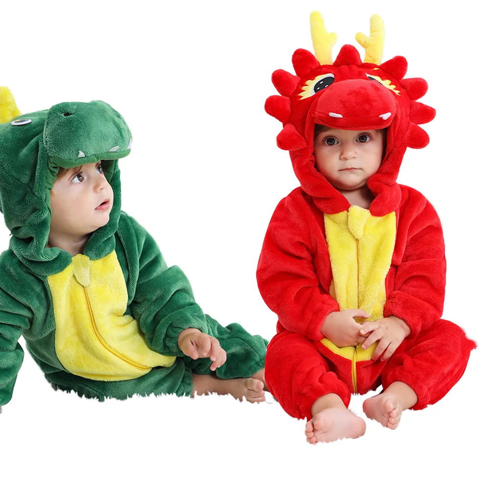 

Детская Фланелевая пижама с капюшоном, в виде динозавра