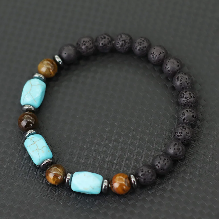 Turquoise Stone Beaded Bracelet for Men and Women
