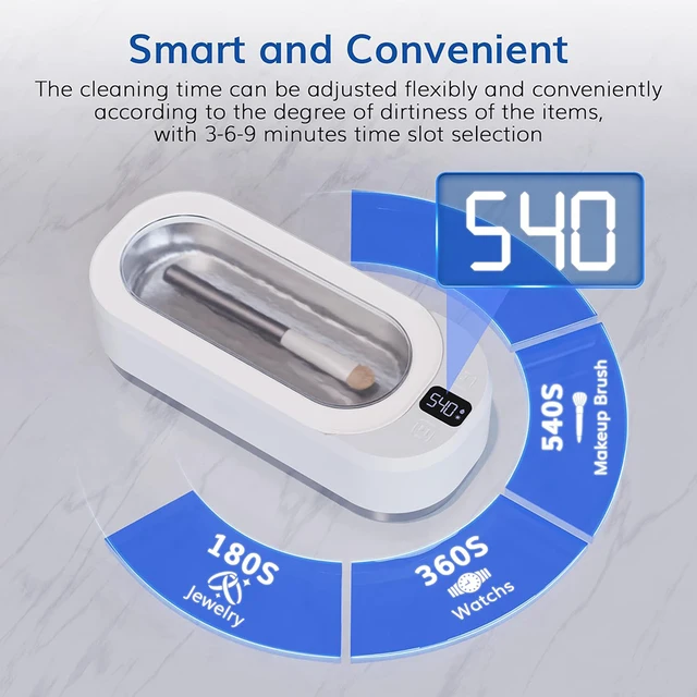 KUNPHY Ultrasonic Jewelry Cleaner 350ML 48KHz Professional Ultrasonic Cleaner Machine with 3 Digital Timer Sonic for Glasses 2