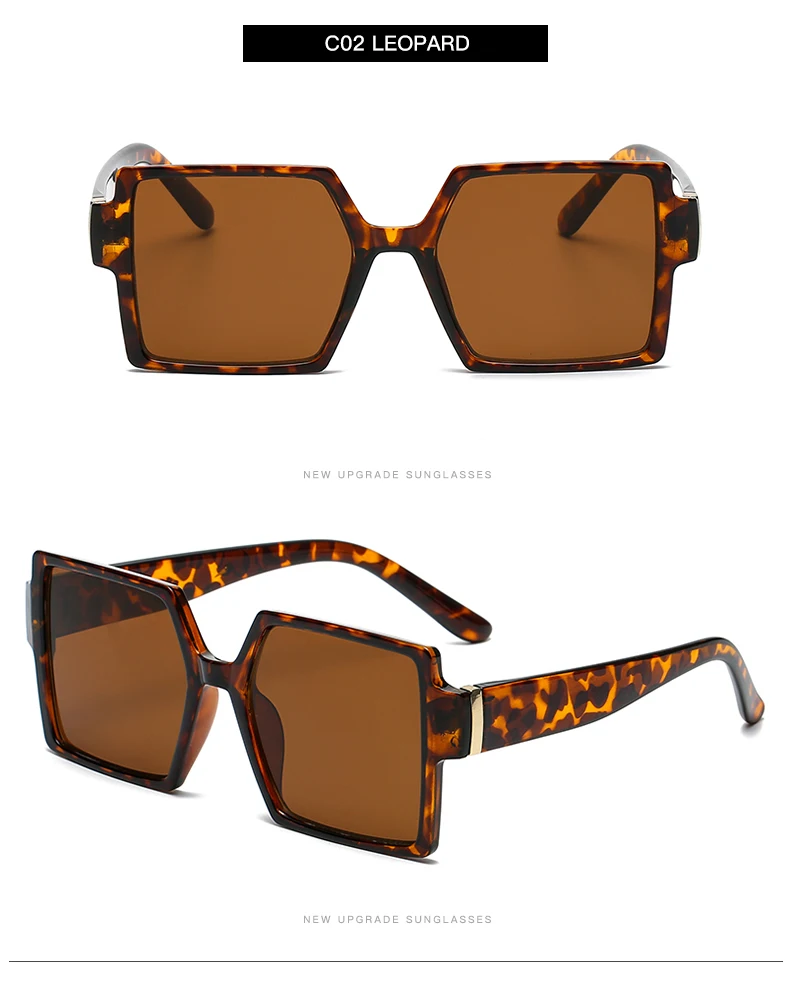 Schutzbrille 1/2 Stück Vintage Großer Rahmen Quadratische Sonnenbrille Damen Übergroße Sonnenbrille Mode Bunte Farbverlaufsbrille – Detail 13