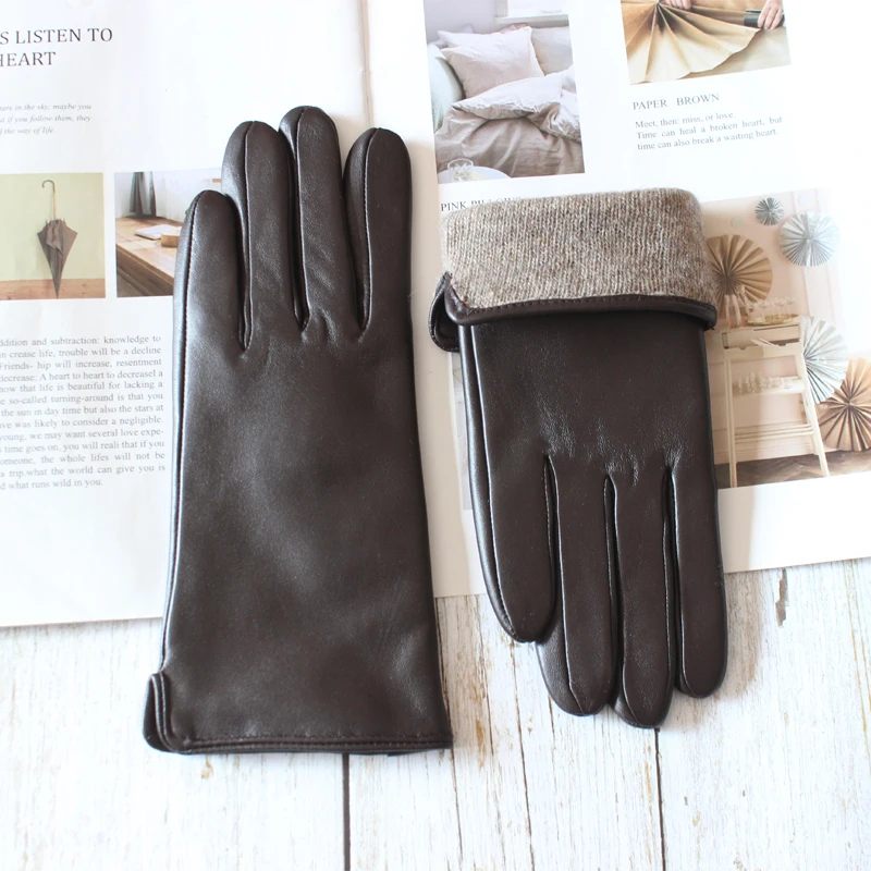 Sheepskin Gloves Women's New Knitted Lining Spring Classic Versatile Multicolor Driving Gloves Leather Autumn