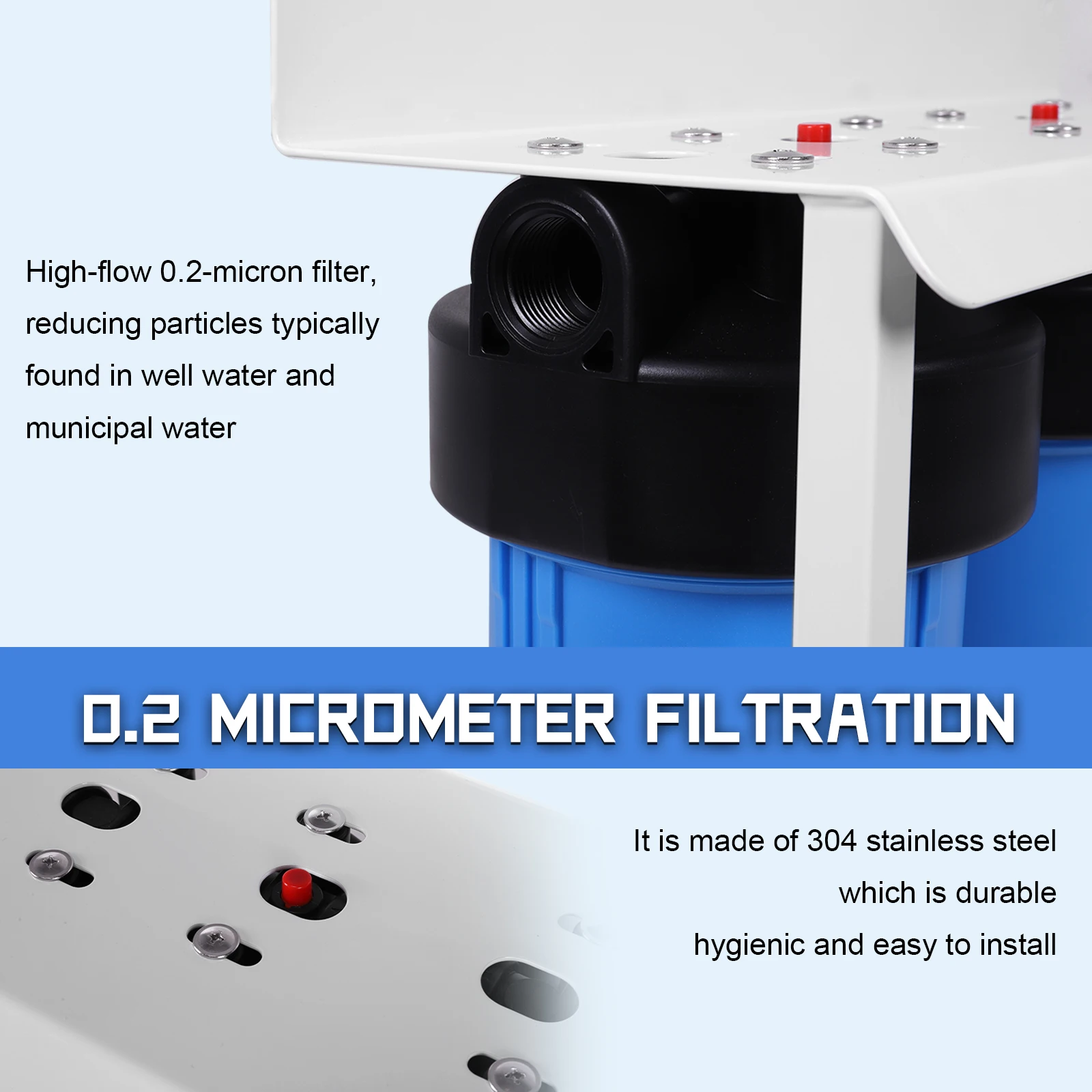 3-Stage RV Fresh Water Filter System W/ 3 Filters Cartridge Whole House Water Filtration System for Travel Trailers Boats