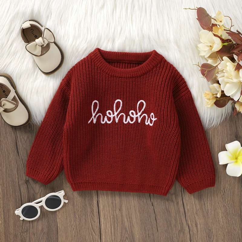 Baby Sweater Long Sleeve Crew Neck Letters Winter Warm Knit Pullover Sweater Infant Clothes for Girls Boys