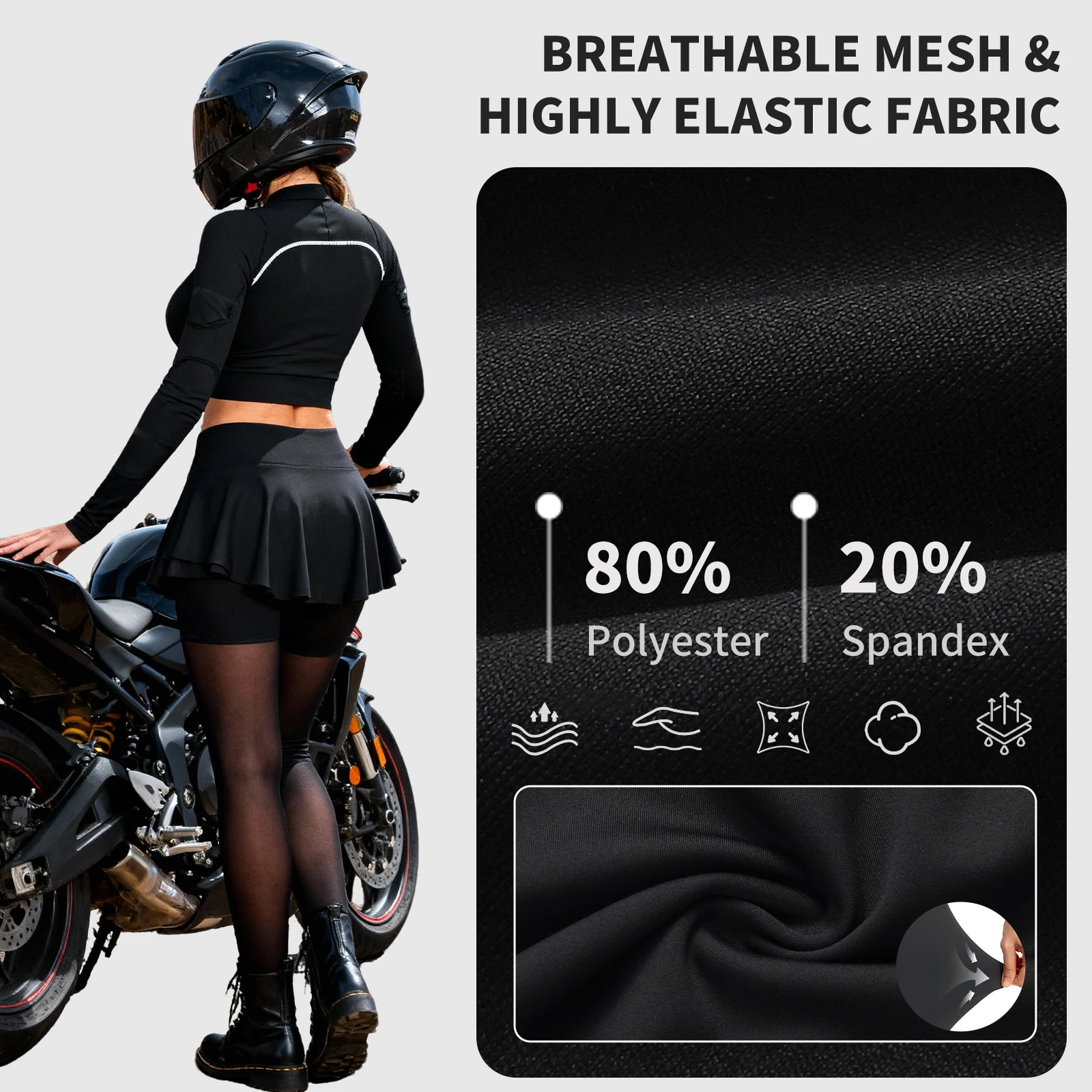 WOSAWE 올 시즌 여성용 오토바이 스타일 라이딩 팬츠 오토바이 스포츠 바지 캐주얼 데일리 힙업 스커트 팬츠