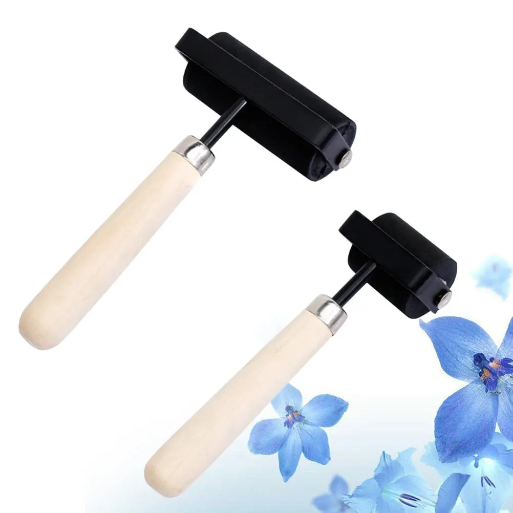 2Pcs 고무 잉크 롤러 경량 간편 그립 나무 손잡이 부드러운 인쇄 스탬핑 조각 블록 잉크 도구 청소 가능