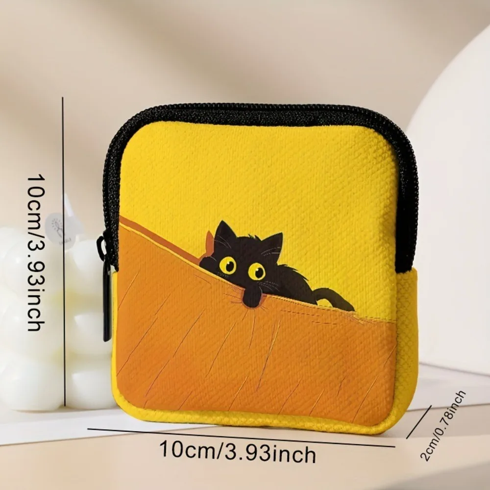 Trendy Mini Coin Purse Lightweight Cat Dog Print Wallet Waterproof Durable Zipper Storage Bag Friends Gift