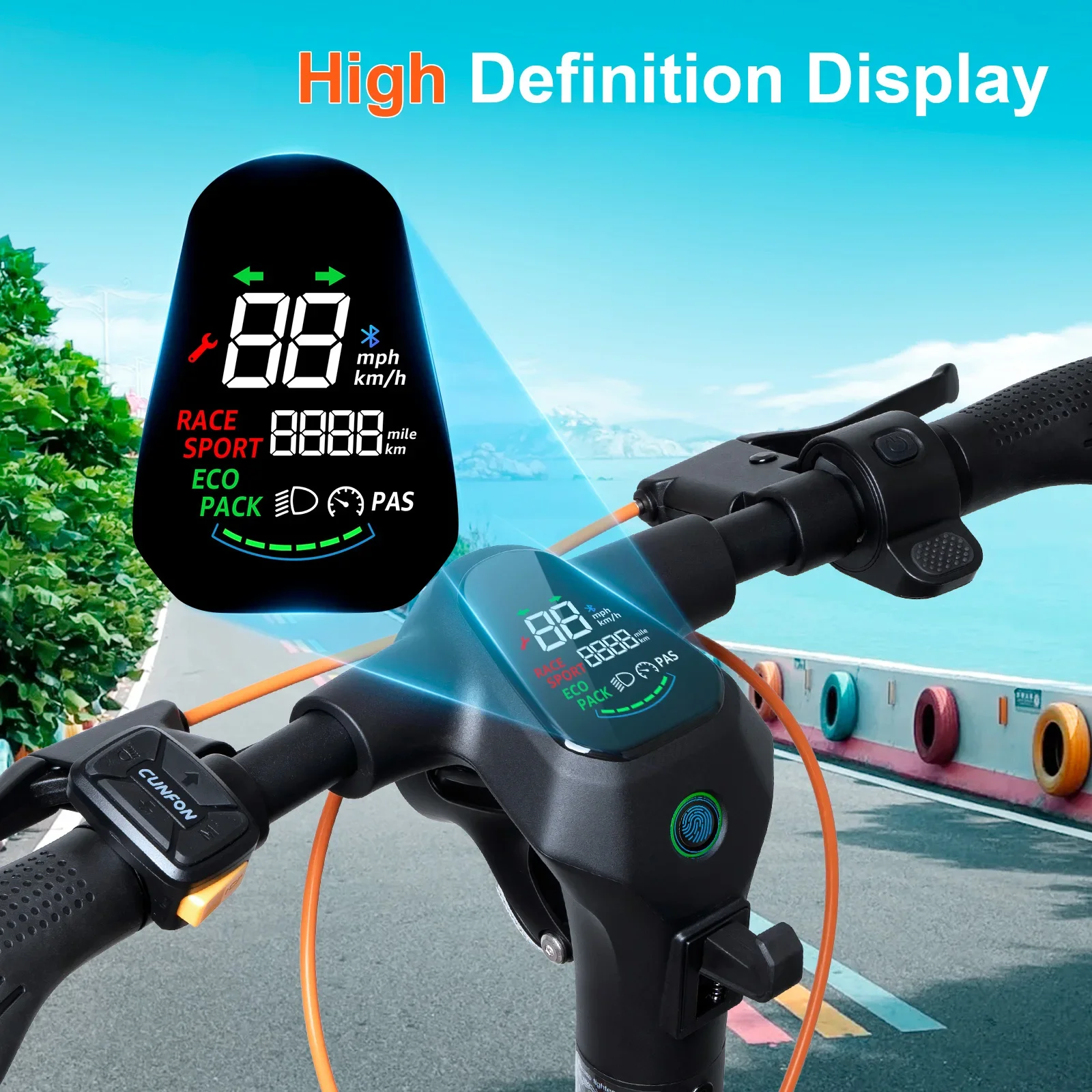 CUNFON RS500 Erwachsenen-Elektroroller 36V13AH Akku E-Scooter 9,5 Zoll Reifen E-Roller – Detail 5