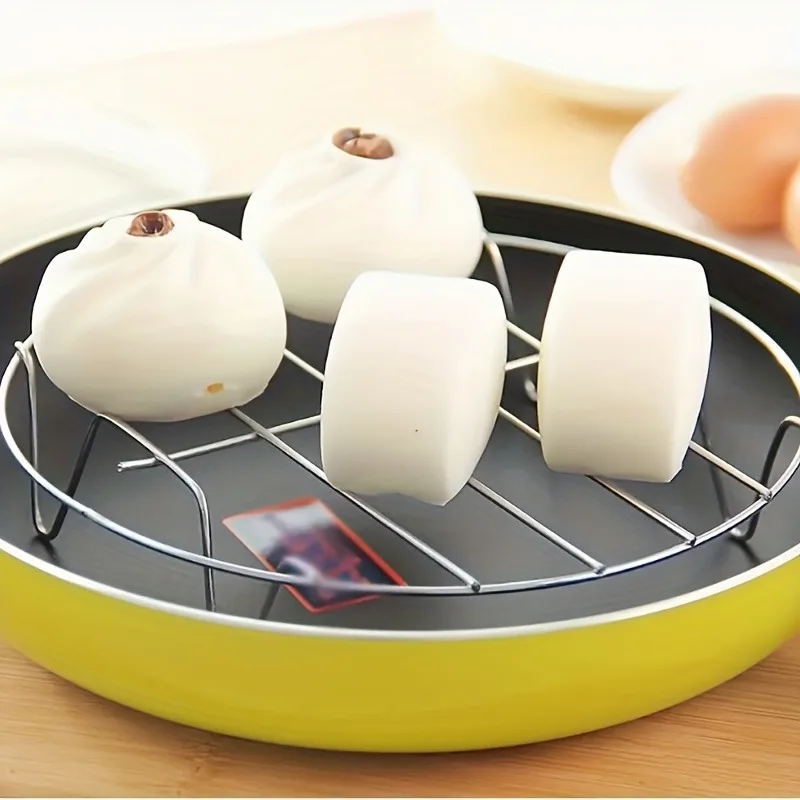 1pc Cooking Rack Round Steamer Rack Stainless Steel Kitchen Tools, Four-Cornered Steaming Rack, Kitchen Supplies