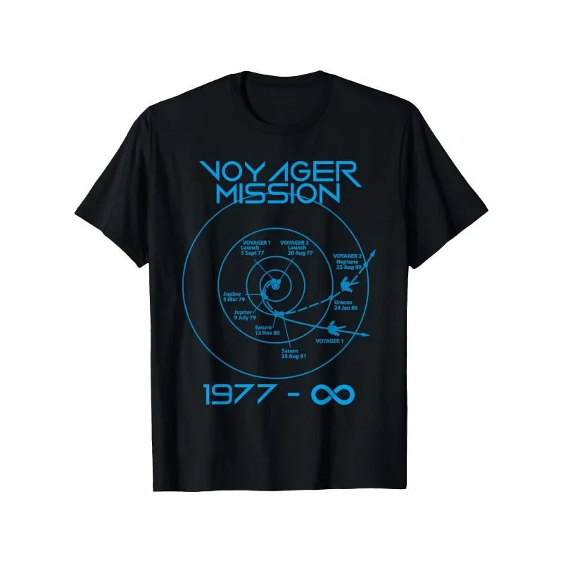 Voyager 1 und 2 Probes Outer Space Exploration Path Herren-T-Shirt, Damen-Baumwoll-T-Shirt, lässig, Sommer, Übergröße, lockerer Trend, Vintage