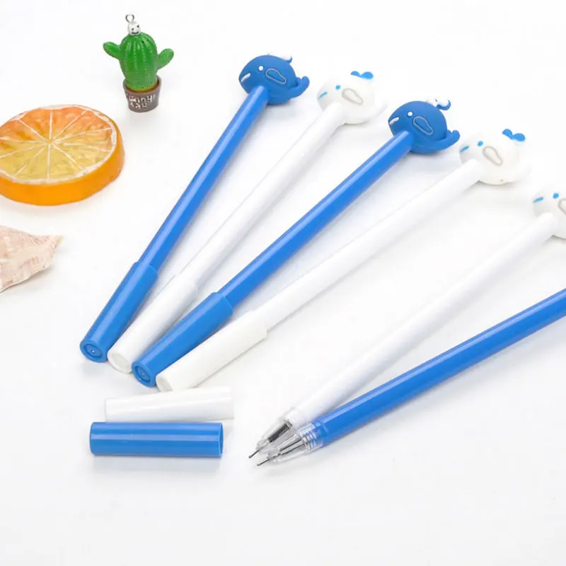 4 Creative Fountain Pens, Soft Glue Whale Gel Pens, Cute And Cute Cartoon Black 0.5 Student Office Signature Pens 6