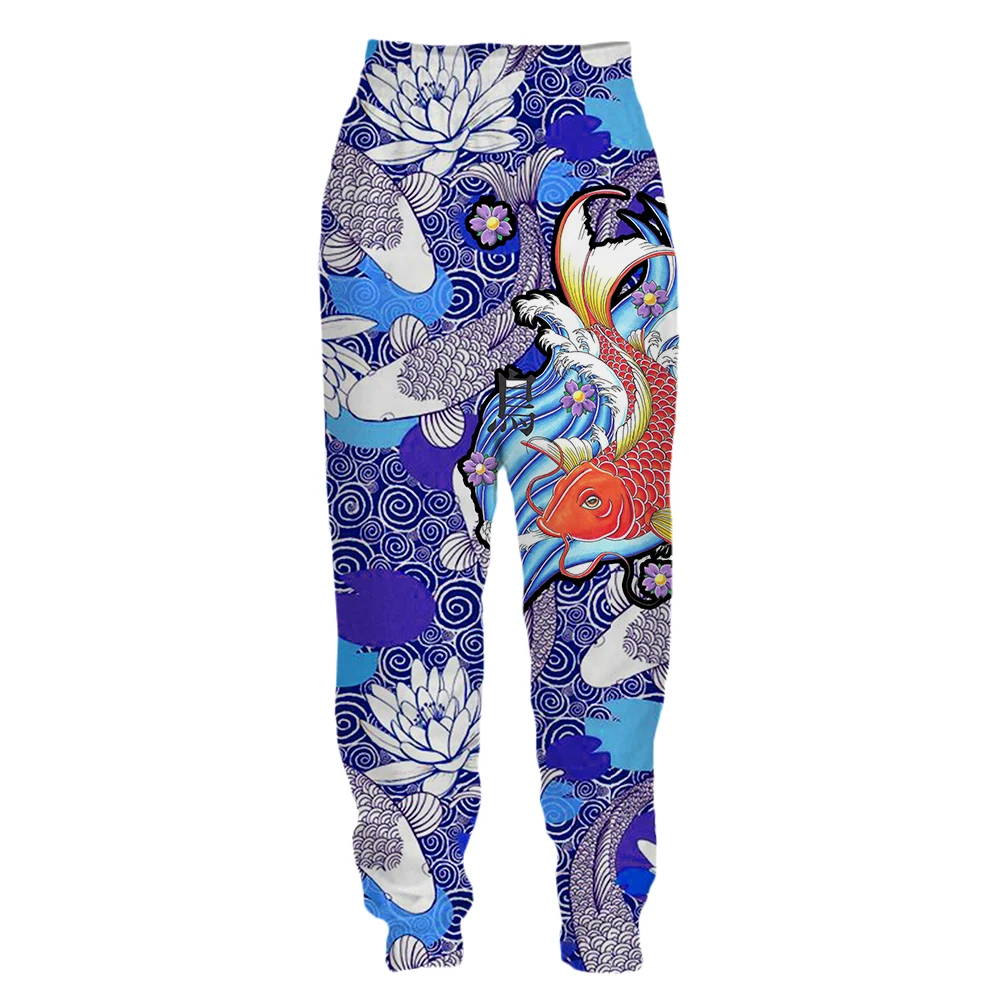 SONSPEE 3D Printing Cute Loose and Casual Harajuku Style Sweatpants Ladies Men Koi Fish Image Trousers Oversize 5XL Clothing