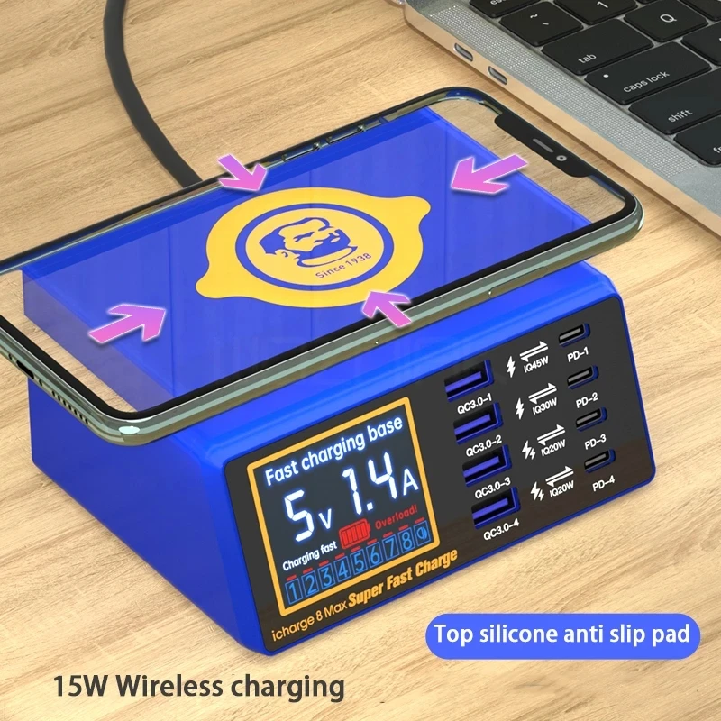 

MECHANIC iCharge 8Max Multi Port Super Fast Wireless Charger USB Multi Hole QC3.0 + PD 110W High Power Battery Charging