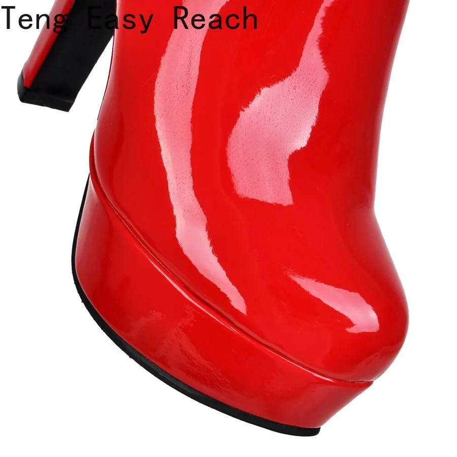 Sexy Over The Knee Boots Women Platform Fashion High Heels Thigh High Boots Patent Leather Women's Winter Shoes Red,women high heel boots