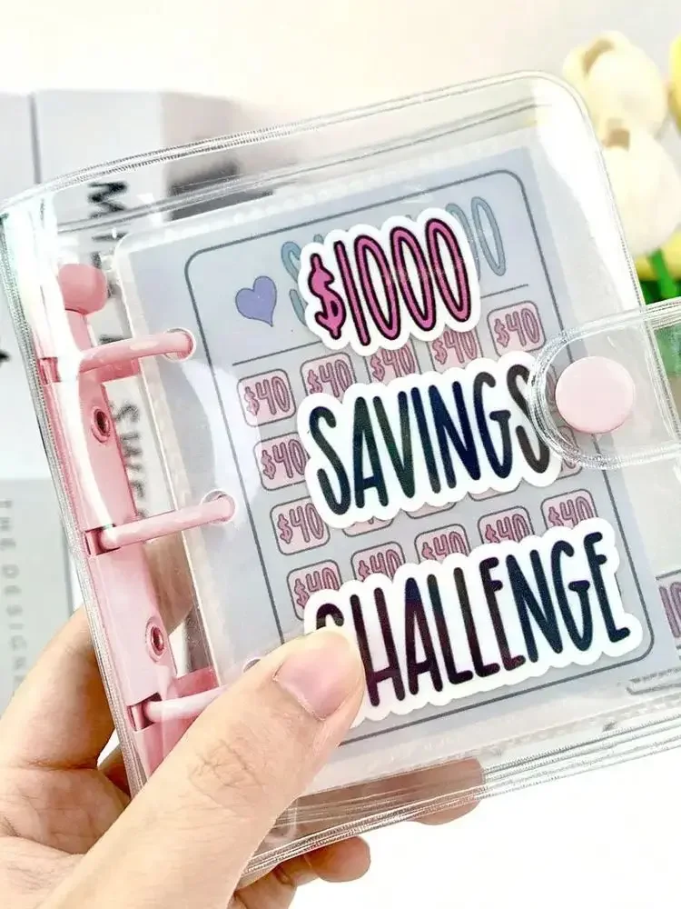 Kreativer Spar-Challenge-Ordner mit Umschlag aus strapazierfähigem, glänzendem PVC, Weihnachtsgeschenk, Geld-Spar-Challenge – Detail 8