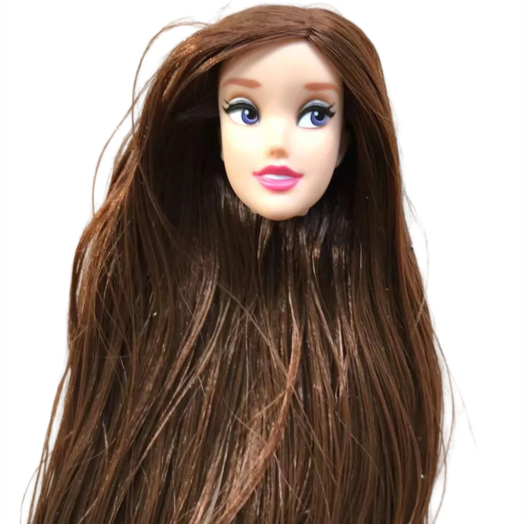 1/6 Doll Head Toys DIY Toy Rare Face Doll Parts Colorful Hair Doll Accessories Brown White Beige Skin Doll Heads Figures