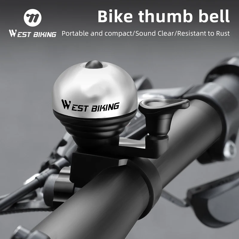 WEST BIKING Bicycle Thumb Bell Lightweight Aluminum Alloy Waterproof Cycling Bell MTB Road Bike Horn Safety Warning Alarm Bells