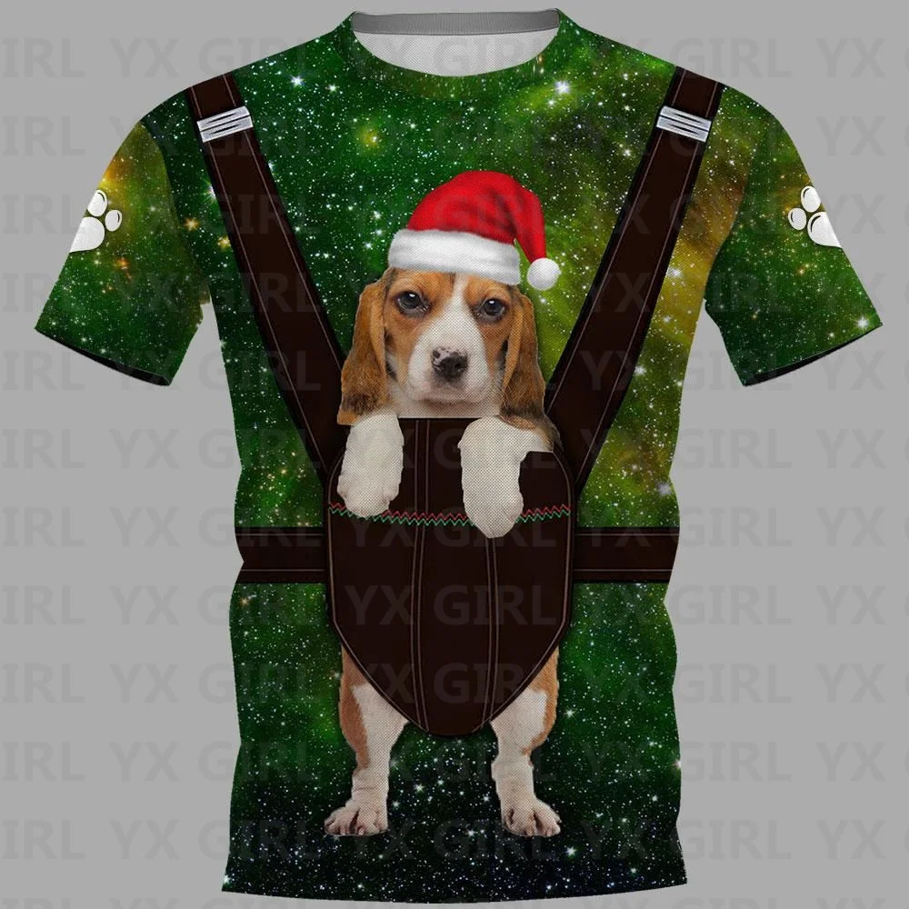 Beagle/Chihuahua/Doberman Dog Christmas Printed Maglietta Unisex Funny Dog Tee Top Camicie T-Shirt Estive Unisex
