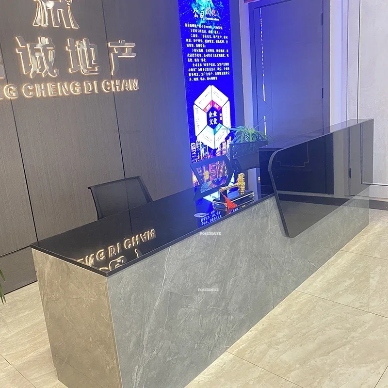Light Luxury Reception Desks Office Front Desk Reception Counter Modern Commercial Small Office Furniture Hair Shop Bar Counter