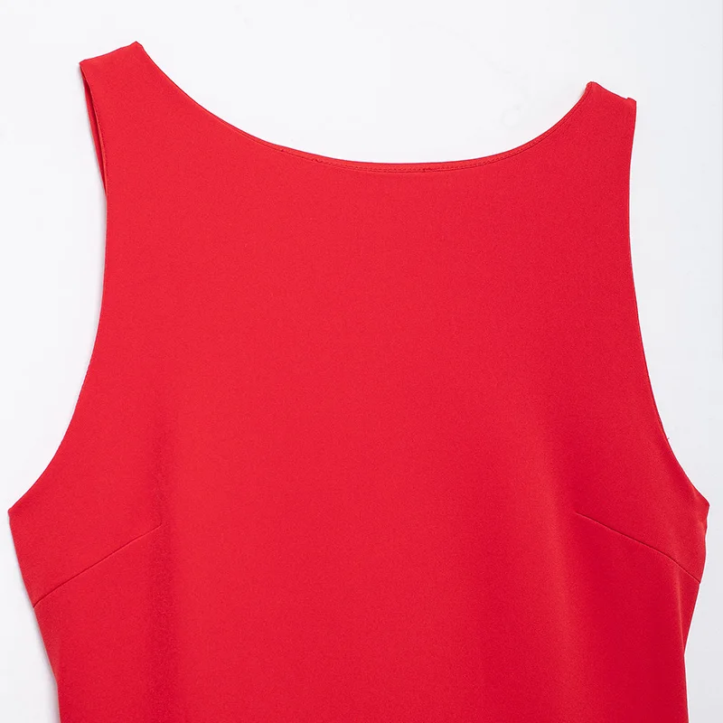 Elegant Sleeveless White Short Dress Women Slim O-neck Backless Ruffles Hem Party Evening Dresses Summer Lady Streetwear