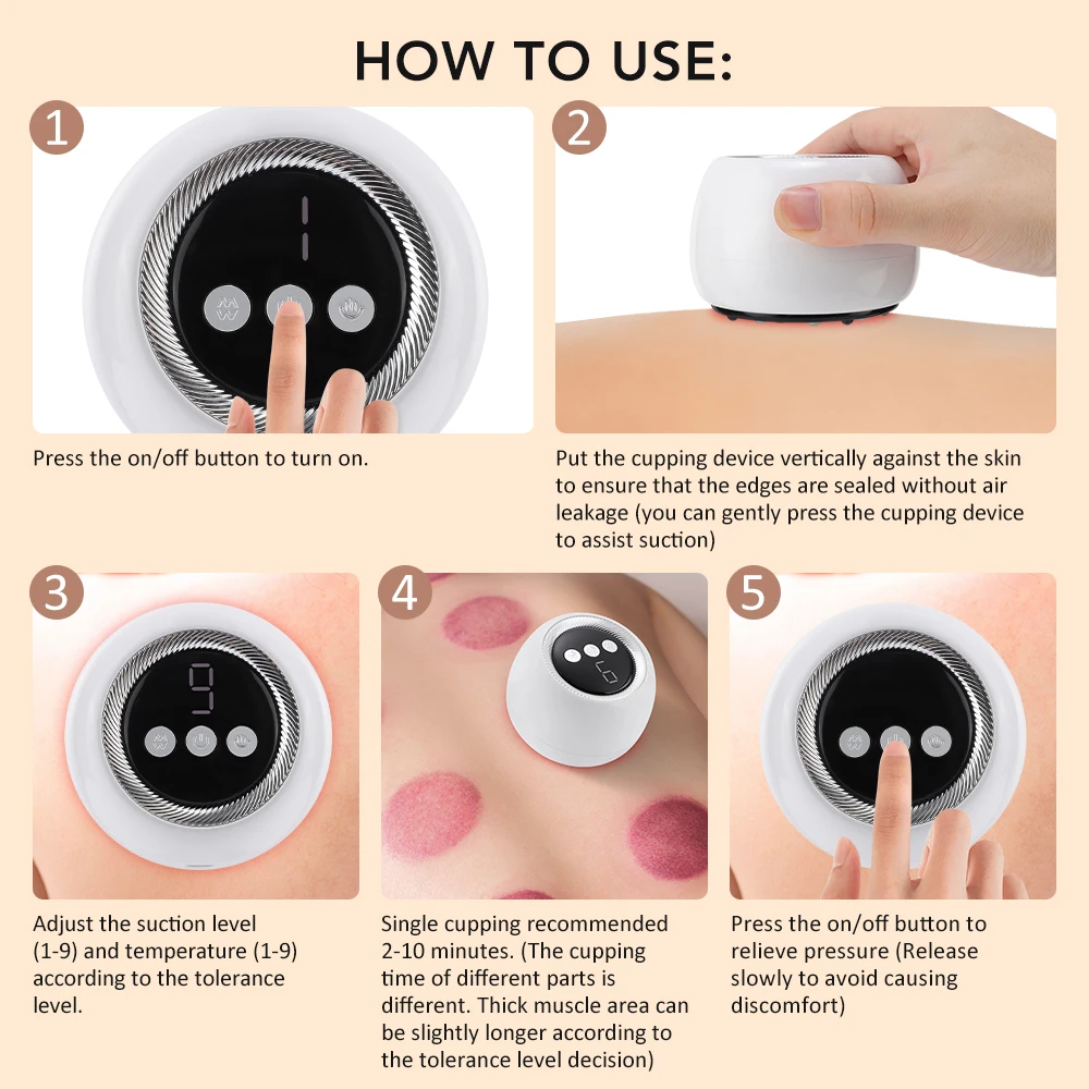 USB Rechargeable Abdominal Massager for Hot Compress and Adjustable Guasha Cuppi