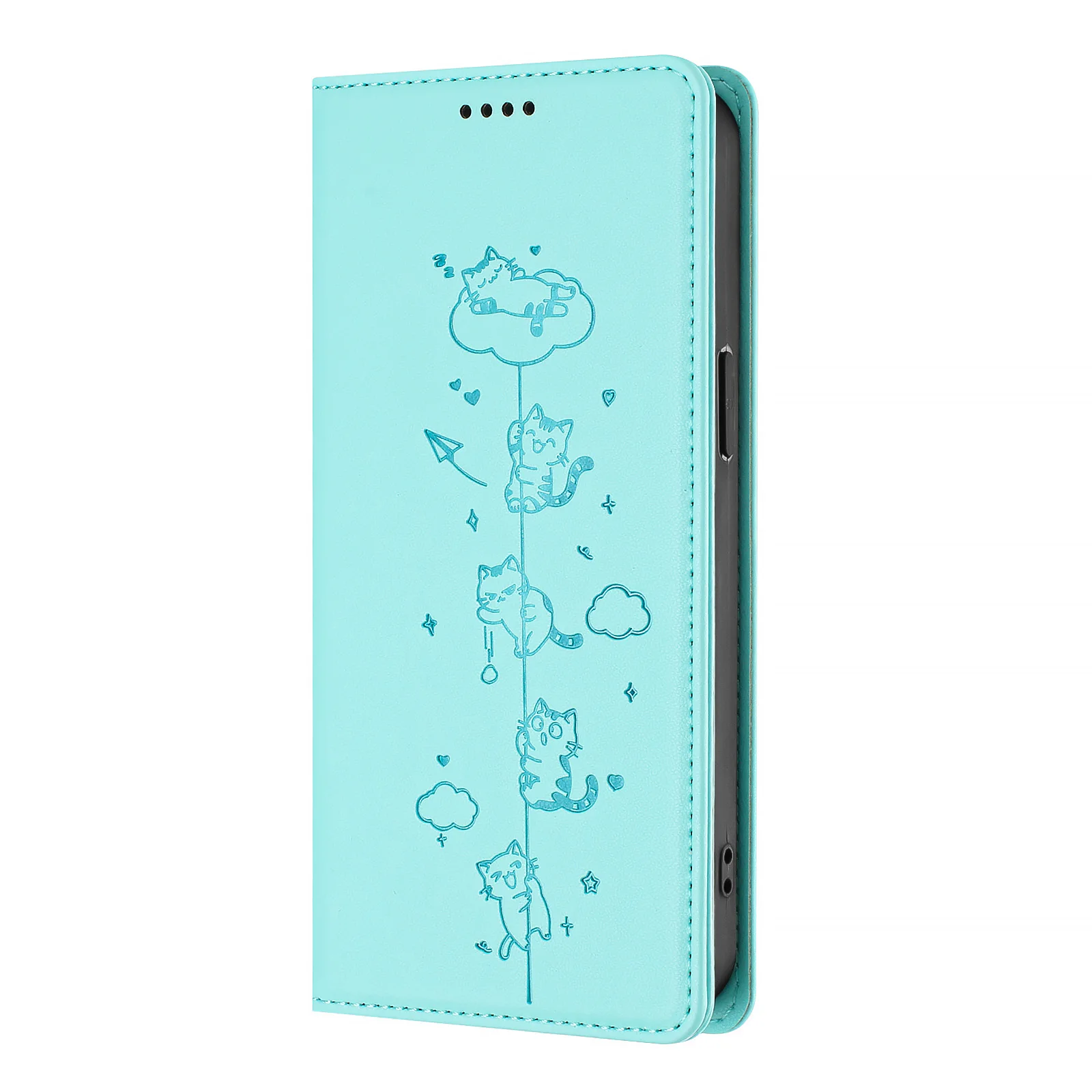 Chic Cat Phone Case: Magnetic Leather Flip Cover with Card Holder
