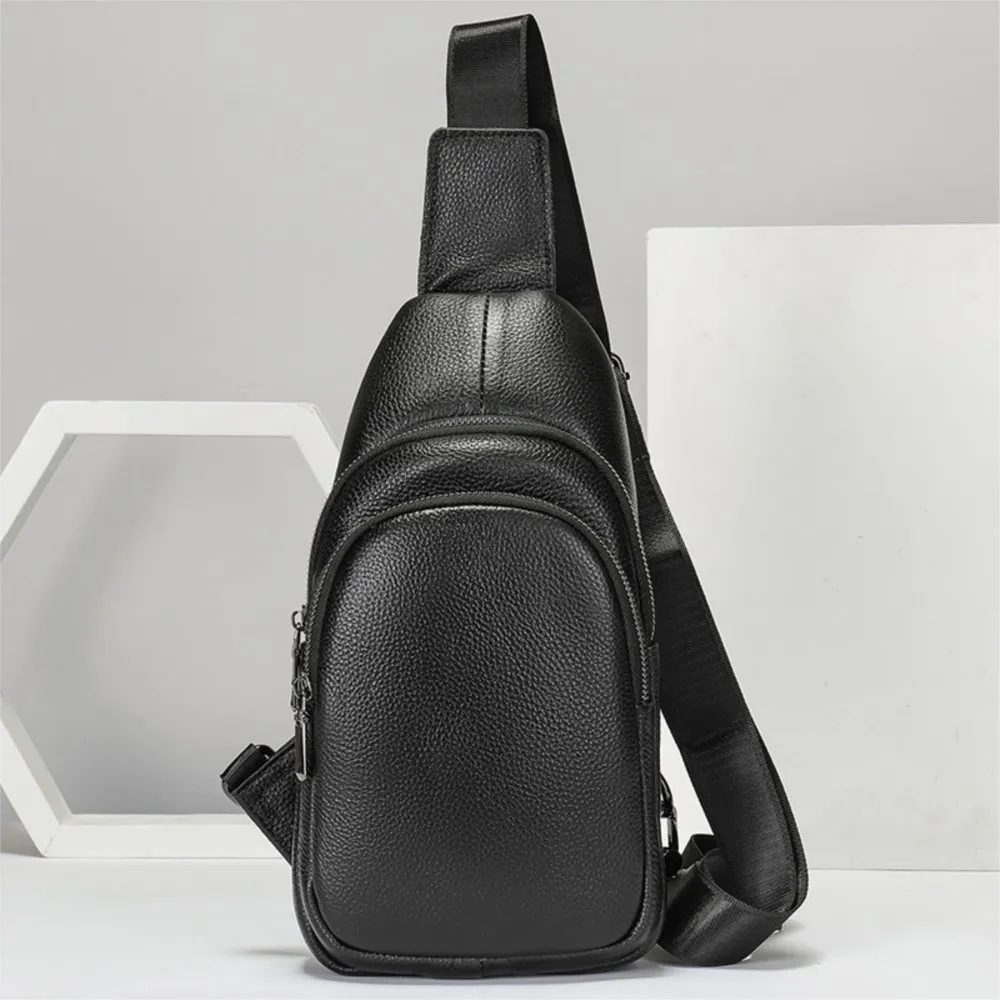 2023 new Men's Chest Bag Charging Small Backpack Leather Shoulder Bag Phone Bags Outdoor Sport Chest Pack for Men Sling Side Bag