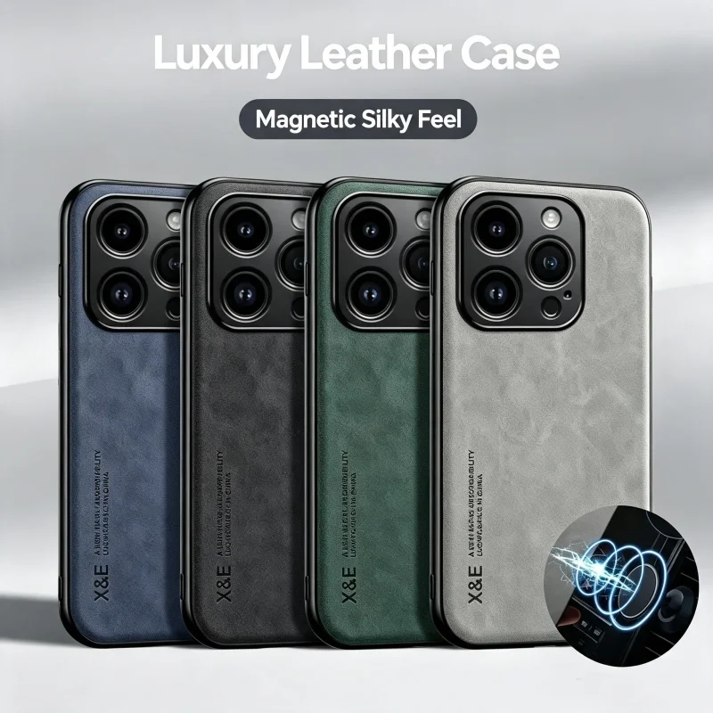 Enhanced Leather Magnetic Phone Case - Shockproof Cover