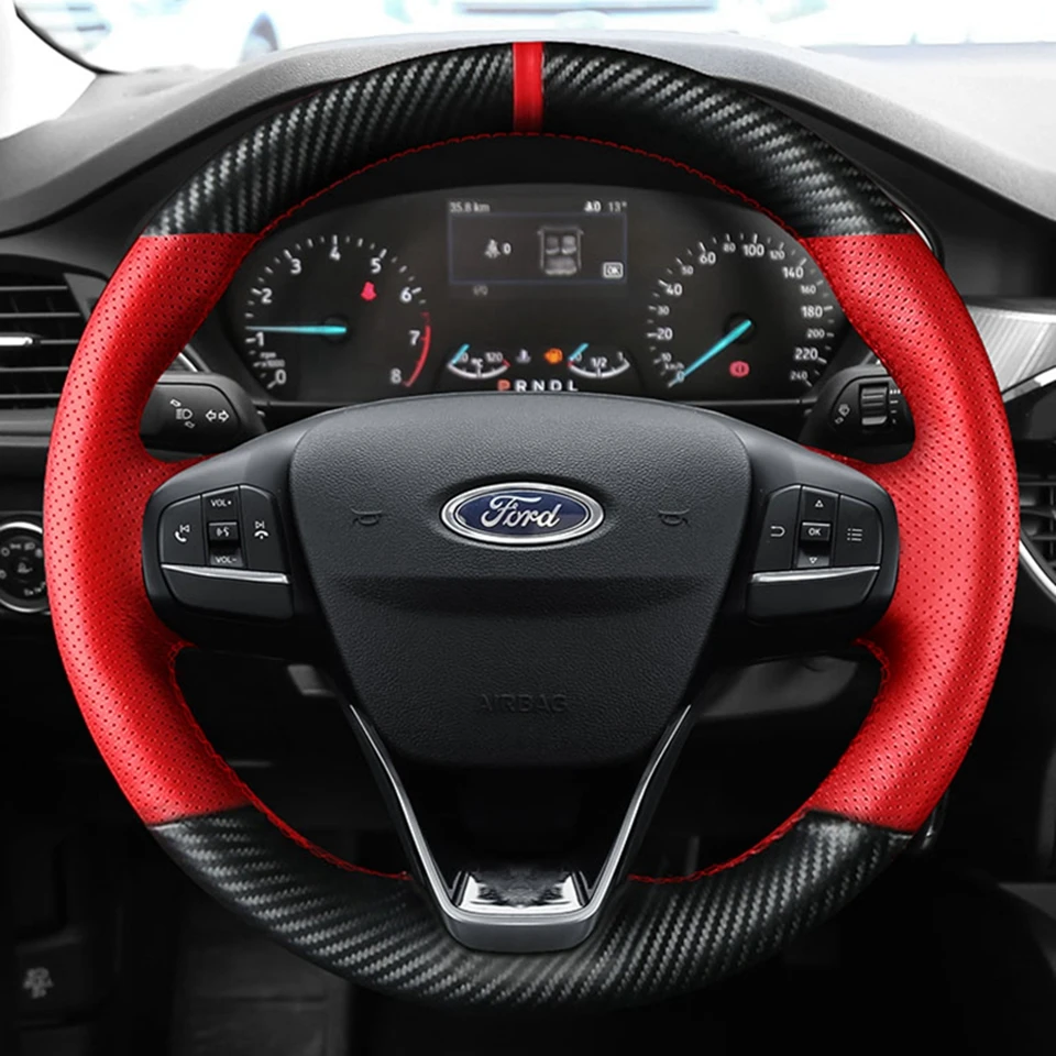 Benutzerdefinierte DIY Auto Lenkrad Abdeckung 100% Fit Für Ford Focus 4 2019 2020 Fiesta 17-19 Tourneo 2018 2019 neue Focus Auto Zubehör – Detail 2