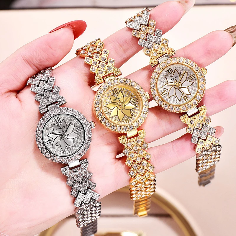 

Fashion Brand Diamond Women Watch Stainless Steel Strap Lady Hand Clock Crystals Luxury Waterproof Gold Gift Quartz Wristwatch