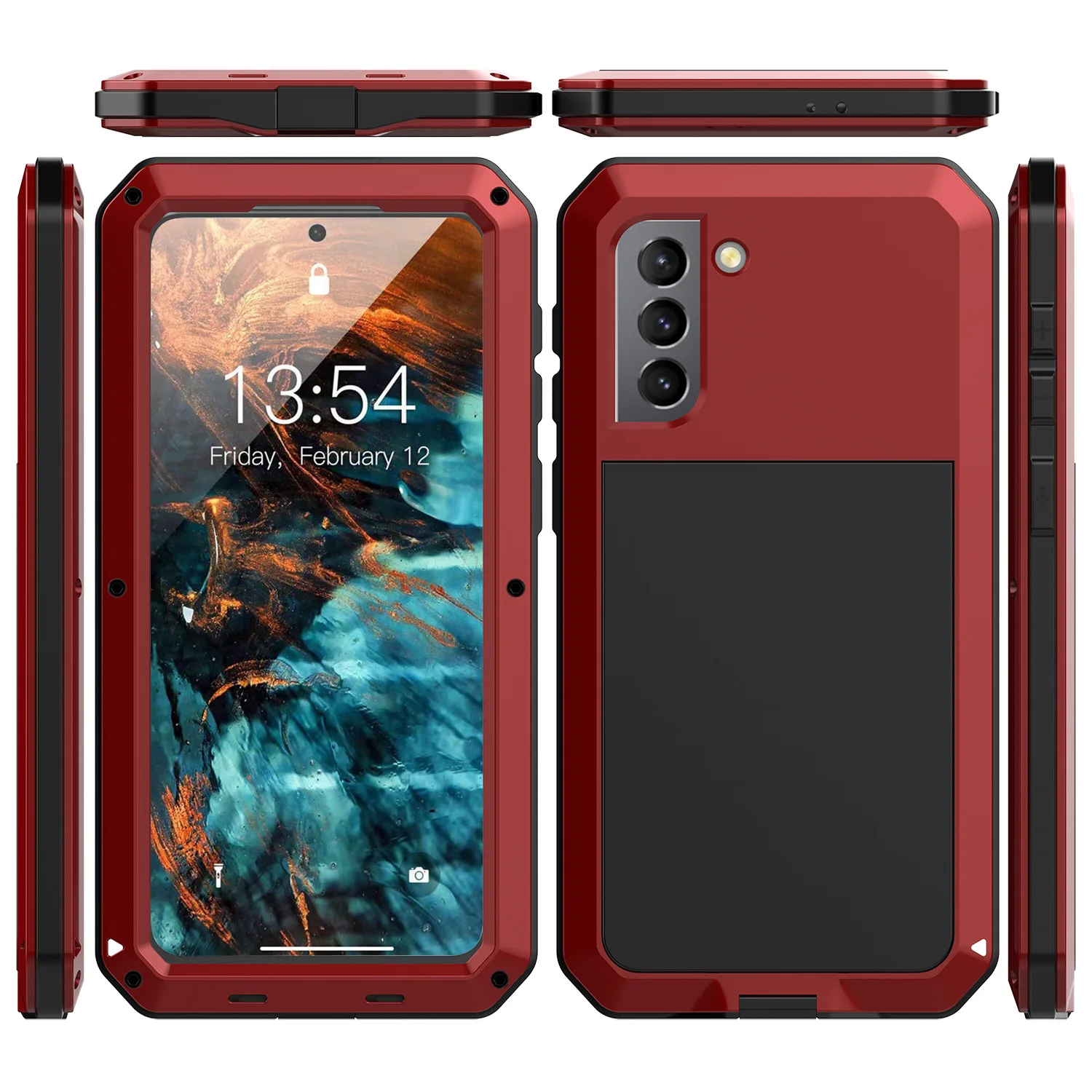 Luxury Armor Metal Full Protection Mobile Phone Cases For Samsung Galaxy S22 S21 Fe S23 Plus Ultra Shockproof Cover Case