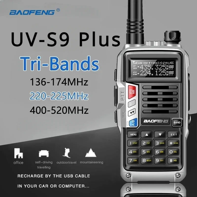 BAOFENG UV-S9 Plus V1 V2 4W Powerful Handheld UHF VHF Dual Band 16KM Long Range Waterproof Walkie Talkie Ham Two Way Radio