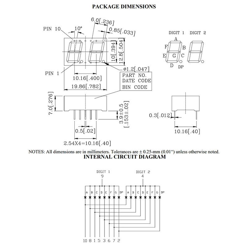 5Pcs LTD-4608HG-NB C-A 0.4 인치 2 자리 비트 녹색 LED 디지털 7 세그먼트 디스플레이 디지트론 공통 양극 LTD-4608HG-NB