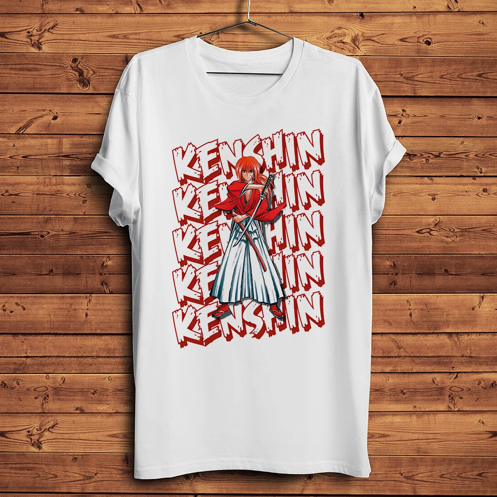 Rurouni samurai Himura Kenshin Funny anime T 셔츠 옴므 남성 반팔 티셔츠 유니섹스 스트리트웨어 통기성 티셔츠 스티커 없음